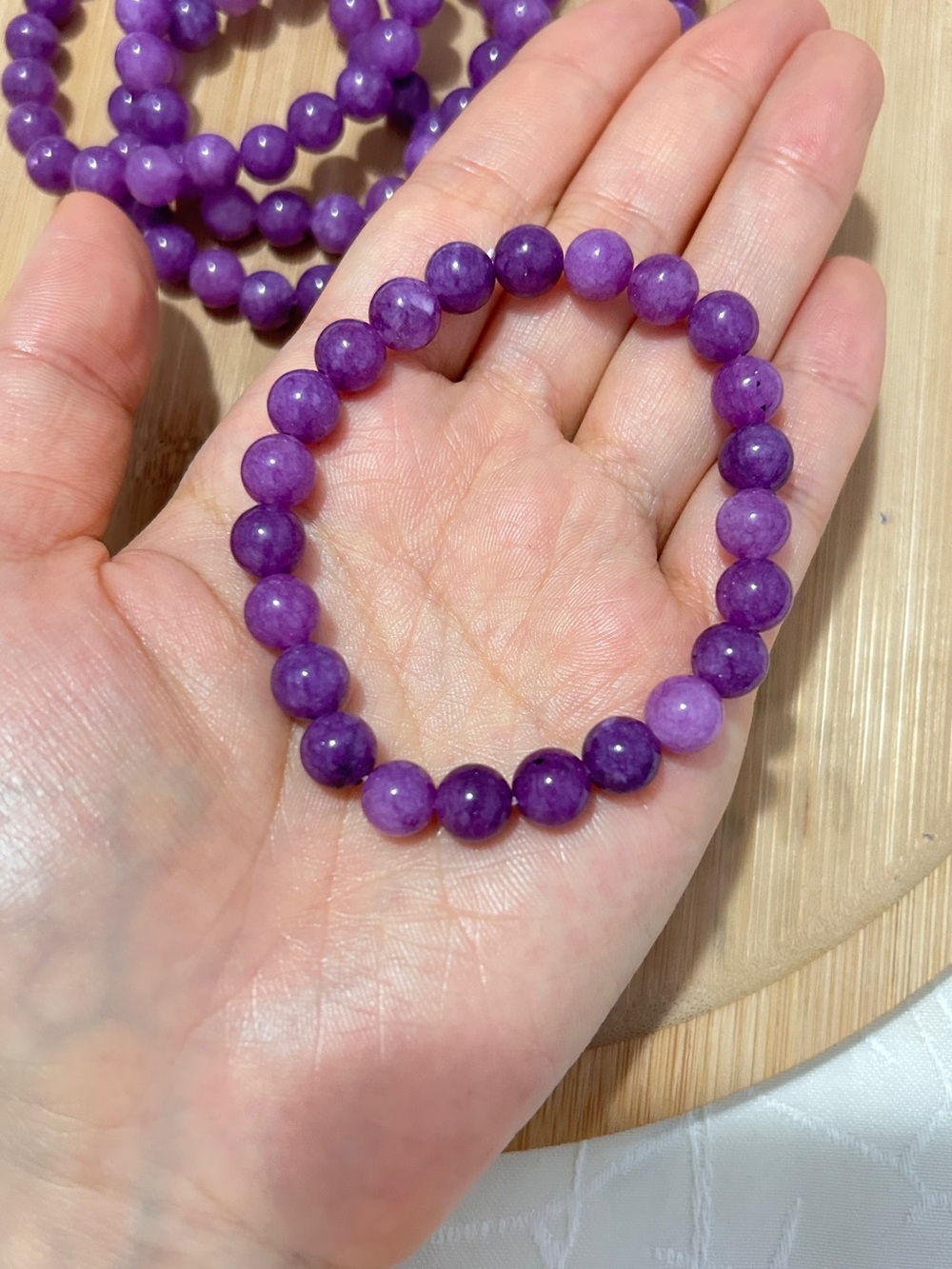 Natural Purple stone Beaded Stretch Bracelet - Women Jewelry